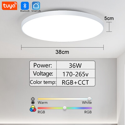 RGB Smart TUYA високоговорител за таванно осветление 36 W димираща LED светлина WIFI Bluetooth дистанционно управление Стая за домашен декор Възпроизвеждане на музика Всекидневна