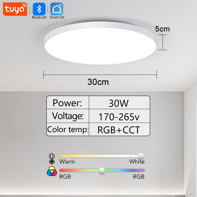 RGB Smart TUYA високоговорител за таванно осветление 36 W димираща LED светлина WIFI Bluetooth дистанционно управление Стая за домашен декор Възпроизвеждане на музика Всекидневна