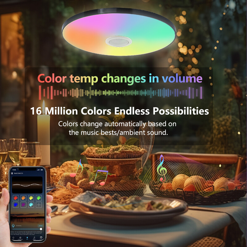 RGB Smart TUYA lubų šviesos garsiakalbis 36W pritemdomas LED apšvietimas WIFI Bluetooth nuotolinio valdymo kambarys Namų dekoras Groti muziką Svetainė