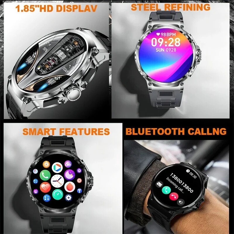 Nou smartwatch ultra AMOLED de 1,85 inchi, urmărire GPS, apel Bluetooth HD; Baterie mare de 710 mAh 400+ cadran, potrivită pentru Huawei Xiaomi