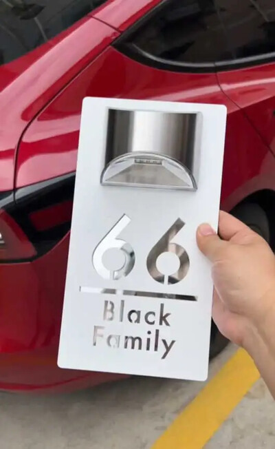 Individualūs išoriniai namo numeriai LED saulės šviesos lazeriu pjaustyti akrilo plokštės namo numeris lauko viešbučio buto numerio durų ženklas