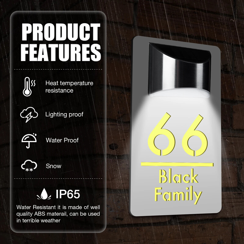 Individualūs išoriniai namo numeriai LED saulės šviesos lazeriu pjaustyti akrilo plokštės namo numeris lauko viešbučio buto numerio durų ženklas