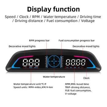 G3 / B3 Head Up Display OBD2 GPS Smart Car HUD Цифров скоростомер Защитна аларма RPM Температура на водата Тахометър Часовник