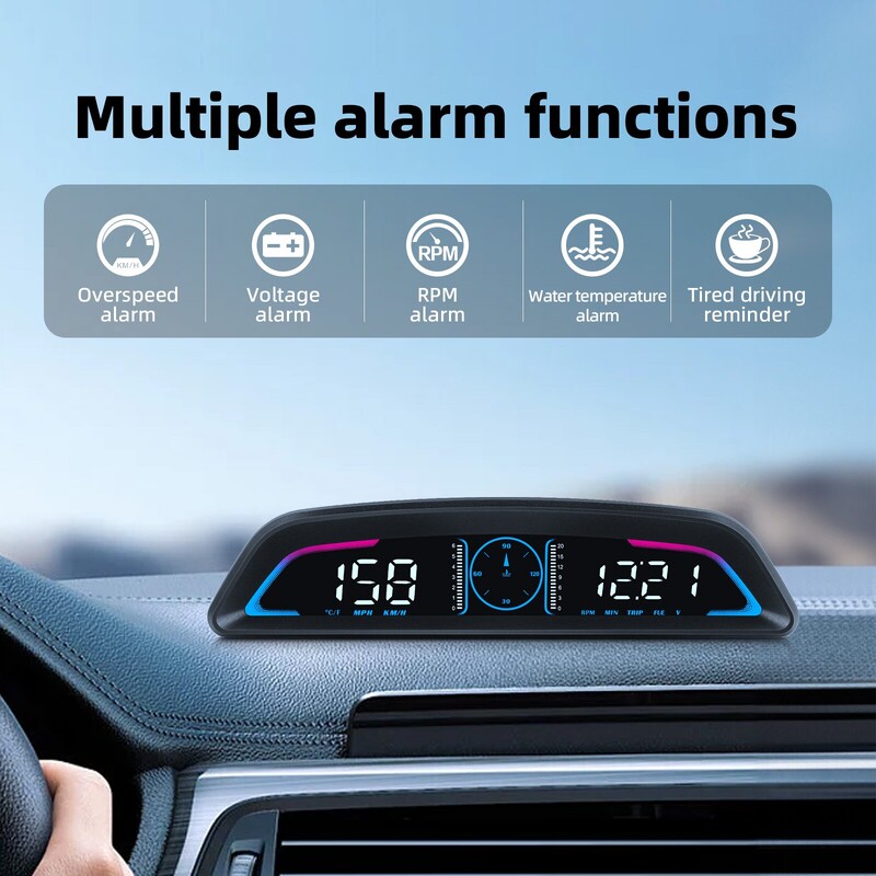 G3 / B3 Head Up Display OBD2 GPS Smart Car HUD skaitmeninis spidometras Apsaugos signalizacija RPM Vandens temperatūros tachometro laikrodis