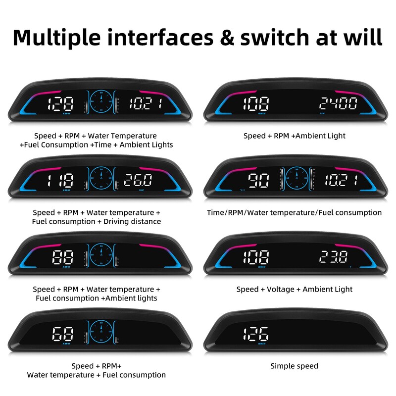 G3 / B3 Head Up Display OBD2 GPS Smart Car HUD skaitmeninis spidometras Apsaugos signalizacija RPM Vandens temperatūros tachometro laikrodis