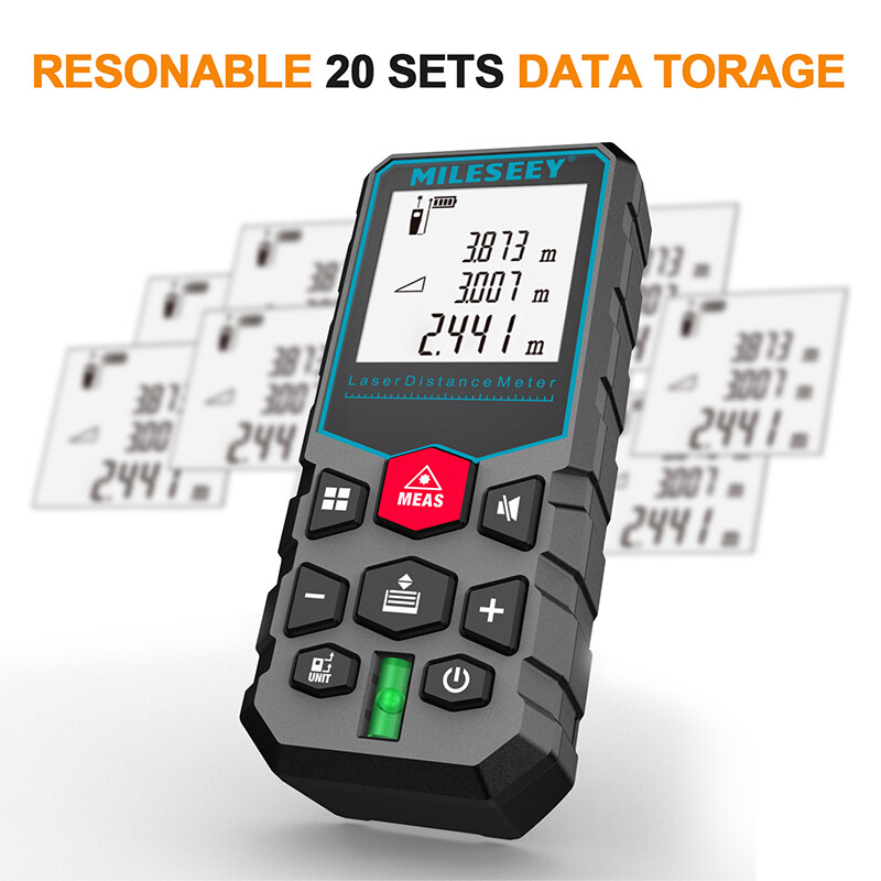 MILESEEY lazerinis atstumo matuoklis X5 60M didelio tikslumo lazerinis matuoklis, kelių matavimų elektroninė liniuotė, pristatymas 3-10 dienų