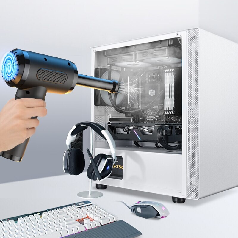 Pārnēsājams saspiestā gaisa putekļu pūtēja tīrītājs USB uzlādes dators mājsaimniecības ventilatora tīrītājs automašīnas lieljaudas, jaudīga tīrīšana