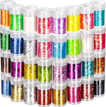 32 Bottls Holographic Glitter, Style Reflective Body Glitter for Eyes Face Cheek Hair Nails Lips, Festival Cosmetic Glitter Spa