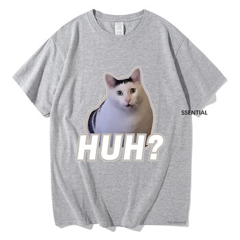 Тениски Cute Huh Cat Meme Забавни готини класически мъжки/дамски дрехи Harajuku Естетична тениска Vintage Unisex Streetwear Памучни топове