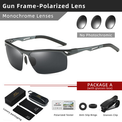 CLLOIO alumiiniumist ääristeta fotokroomsed päikeseprillid meeste polariseeritud päeva-öö sõiduprillid pimestamisvastased UV400 kameeleon päikeseprillid