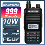 BAOFENG P15UV Walkie Talkie didelės galios ilgo nuotolio dviejų juostų 999 kanalų rankinis HF siųstuvas-imtuvas Dviejų krypčių radijo imtuvas UV-13 atnaujintas