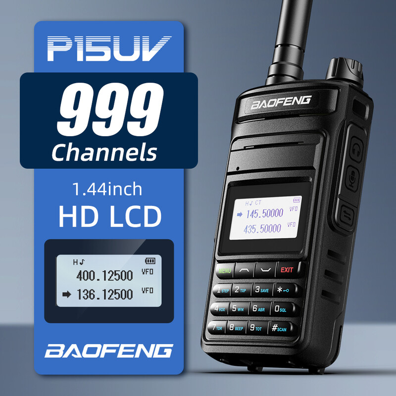 BAOFENG P15UV Walkie Talkie velike snage Dual Band Dual Band 999 kanala Ručni HF primopredajnik 2Way Ham Radio UV-13 Nadograđen