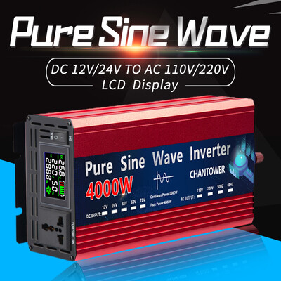 Inverter 12V 220V 2000W 3000W 4000W DC 12v/24v To AC 220v/110v Pure Sine Wave Τροφοδοτικό Μετατροπέας τάσης αυτοκινήτου ηλιακός μετατροπέας