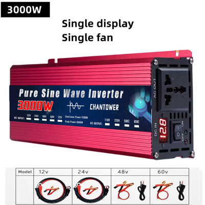 Inverter 12V 220V 2000W 3000W 4000W DC 12v/24v AC 220v/110v Puhas siinuslaine toiteallika pingemuundur auto päikeseenergia inverter