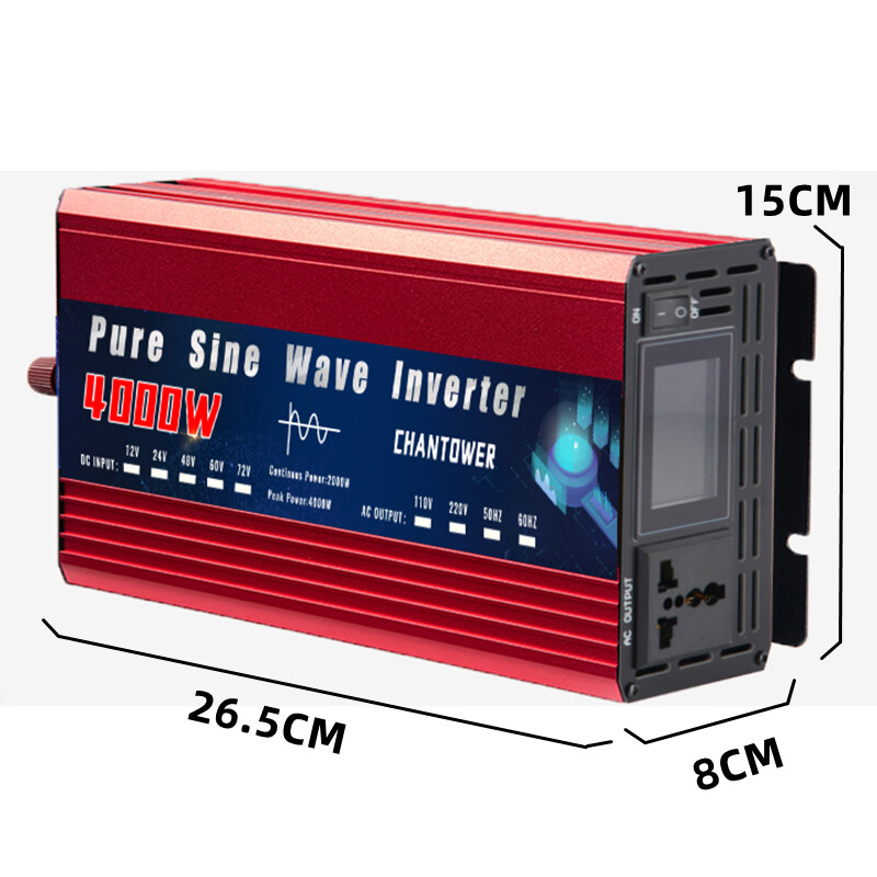 Inverter 12V 220V 2000W 3000W 4000W DC 12v/24v AC 220v/110v Puhas siinuslaine toiteallika pingemuundur auto päikeseenergia inverter