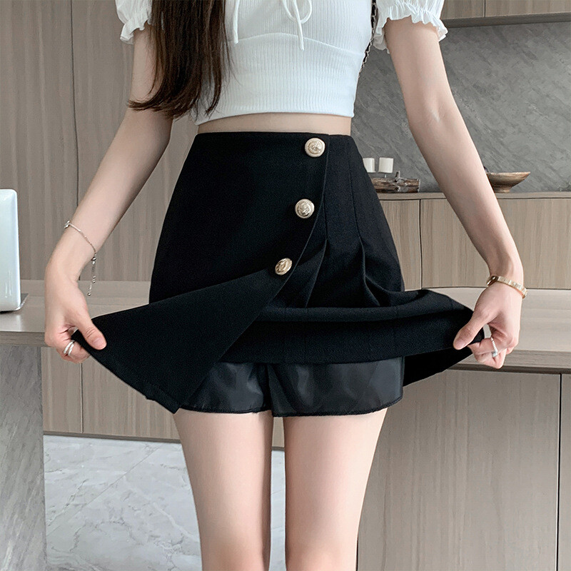 Naiste seelik 2024 suvi uus stiil uus hiina stiilis plisseeritud seelik A-jooneline retro kõhtu katv jalgevahet kattev seelik