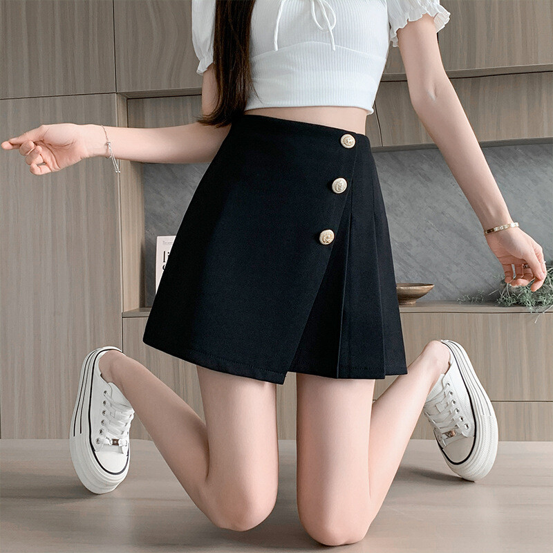 Naiste seelik 2024 suvi uus stiil uus hiina stiilis plisseeritud seelik A-jooneline retro kõhtu katv jalgevahet kattev seelik