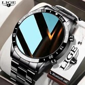 LIGE Luxury Full Circle Touch Screen Ανδρικό Έξυπνο ρολόι Bluetooth Call Steel Band Αδιάβροχο αθλητικό ρολόι γυμναστικής για Android IOS