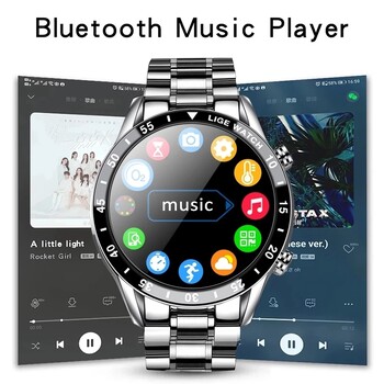 LIGE Luxury Full Circle Touch Screen Ανδρικό Έξυπνο ρολόι Bluetooth Call Steel Band Αδιάβροχο αθλητικό ρολόι γυμναστικής για Android IOS