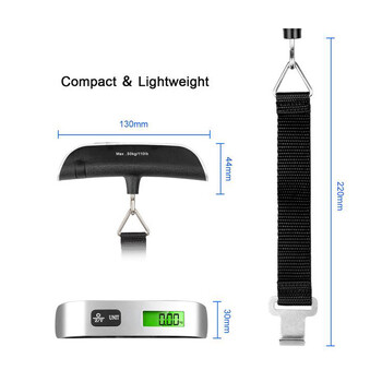 1 τεμ. φορητή ζυγαριά Ψηφιακή οθόνη LCD 110 lb/50kg Ηλεκτρονική κρεμαστή βαλίτσα αποσκευών Ταξίδι ζυγίζει τσάντα αποσκευών Ισορροπία βάρους