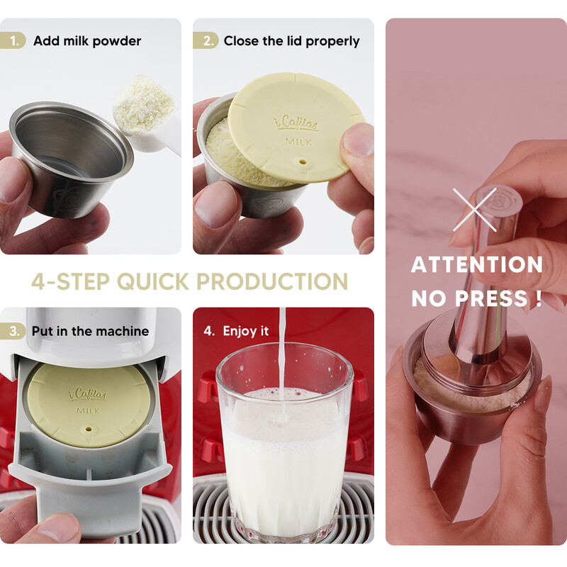 Adaptor reîncărcabil iCafilas pentru capsulă de cafea Dolce Gusto, filtru cu formă de lapte, oțel inoxidabil, pentru aparatul de cafea Geino S Mahcine