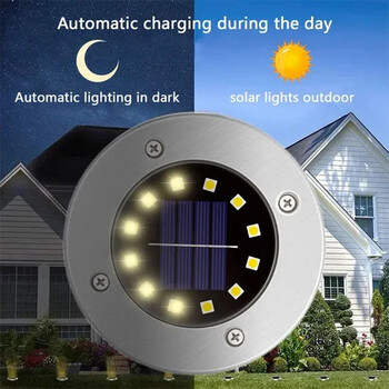 8/20 LED Solar Power Disk Light Outdoor Garden Solar Underground Light Deck Light Spotlight Buried Solar Led Lamp Decor Garden