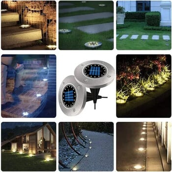 8/20 LED Solar Power Disk Light Outdoor Garden Solar Underground Light Deck Light Spotlight Buried Solar Led Lamp Decor Garden