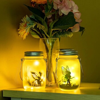 Solar Mason Jar Light Соларен фенер Приказни светлини Водоустойчив IP65 Висяща стояща соларна лампа Градински орнамент за тревна площ