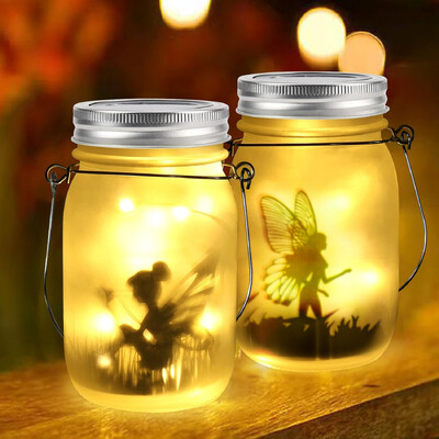 Solar Mason Jar Light Соларен фенер Приказни светлини Водоустойчив IP65 Висяща стояща соларна лампа Градински орнамент за тревна площ