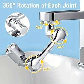 2 τεμ. Faucet Extender, ABS Robotic Arm, Single Mode, 1080° Περιστρεφόμενη προέκταση βρύσης γενικής χρήσης, περιστρεφόμενη βρύση για νεροχύτη μπάνιου