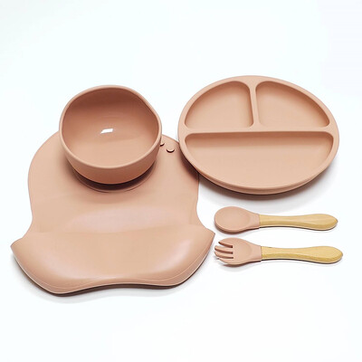 Set de farfurii pentru cină din silicon pentru copii, 5 buc