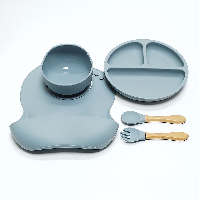 Set de farfurii pentru cină din silicon pentru copii, 5 buc