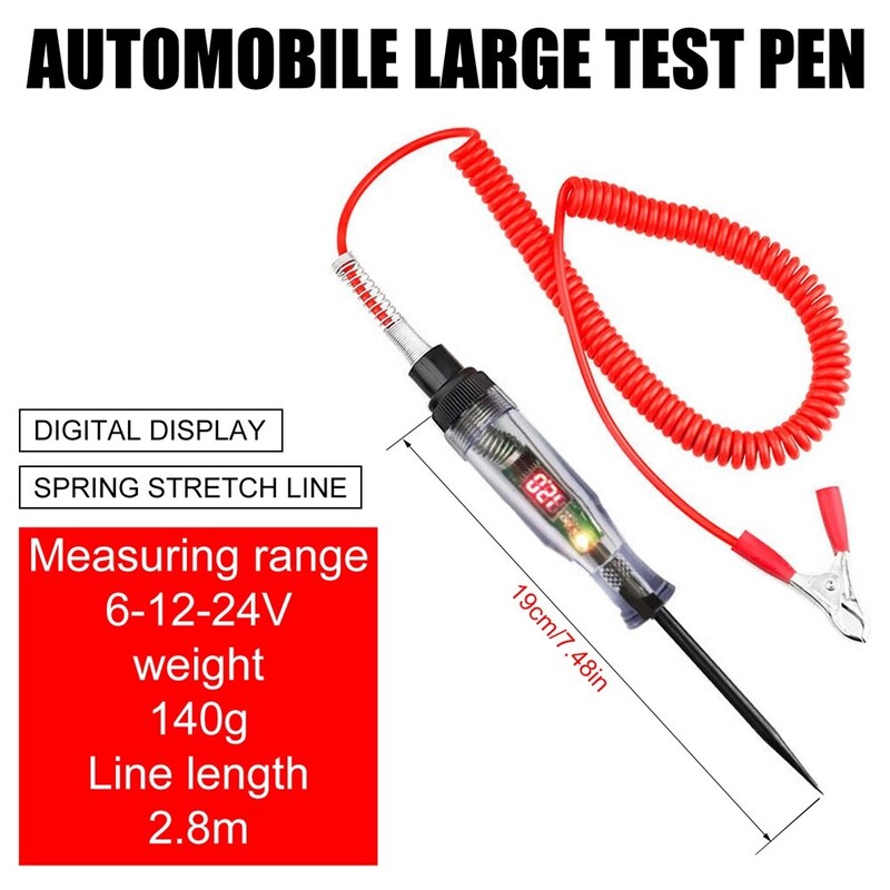 Tester de circuit de tensiune pentru camioane pentru mașini Instrumente pentru auto 6V 24V Sondă de diagnosticare pentru mașină Test Pen Bec Instrumente pentru stilou de măsurare electric