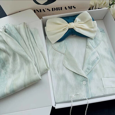 2023. aasta sügis, uus jääsiidist naiste pidžaama-revääridega kardiganide komplektid naistele, 2-osaline komplekt, moeprintimiskomplekt, riided naistele