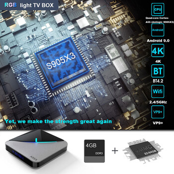 Smart TV BOX A95X F3 Air 4K 2.4G/5G Dual Wifi RGB Light Amlogic S905X3 4GB 32GB 64GB Android 9 Set Top TV Box