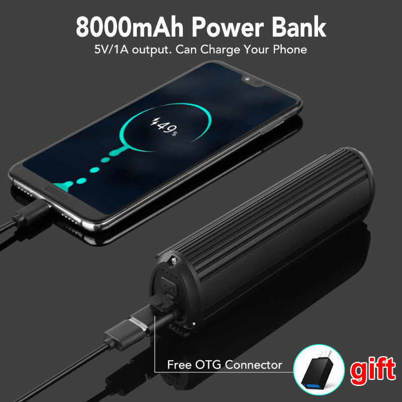 Dviračio žibintas 8000 mAh 5 LED dviračio žibintas priekinis įkraunamas LED žibintuvėlis 5200LM priekinis žibintas su Power Bank dviračio priedais