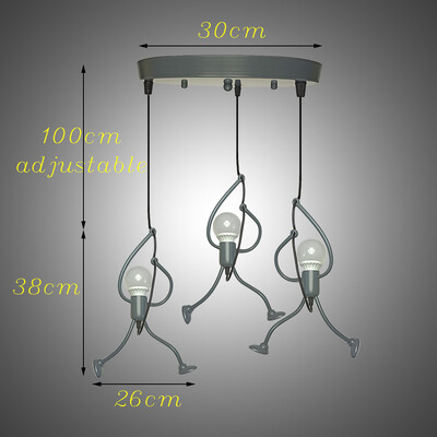 Κρεμαστά φωτιστικά Nordic Little Iron Man Κρεμαστό φωτιστικό Ρετρό Φωτισμός σοφίτας για Παιδικό Δωμάτιο Κουζίνα Εστιατόριο Καφέ Μπαρ Αρχική