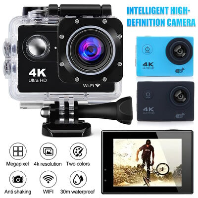 4K Akcijska kamera 170D Podvodno video snimanje Kamera za kacigu Vodootporan 2,0-inčni zaslon WiFi Sportska kamera DV Kamkorderi Snimač