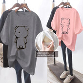 Madingi krūtimi maitinantys marškinėliai trumpomis rankovėmis trumpomis rankovėmis, universalūs vasaros lauko drabužiai mamoms.