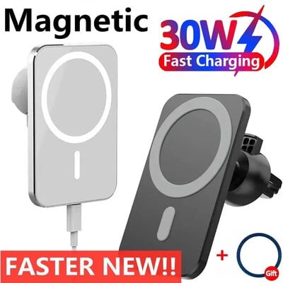 Încărcător de mașină magnetic rapid fără fir de 30W pentru iPhone 15 14 13 12 Pro Max Mini aerisire Suport telefon Suport Macsafe Stație de încărcare