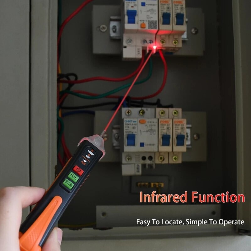 Nekontaktinis įtampos testeris 12–1000 V kintamosios srovės įtampos tikrinimo rašiklis Oranžinis išmanusis grandinės tikrinimo įrankis, elektros energijos matavimo rašiklis