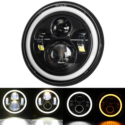 Universāls 7 collu Led automašīnas motocikla priekšējais lukturis DRL H4 priekšējais lukturis Harley BMW Yamha Honda 7" priekšējam lukturim