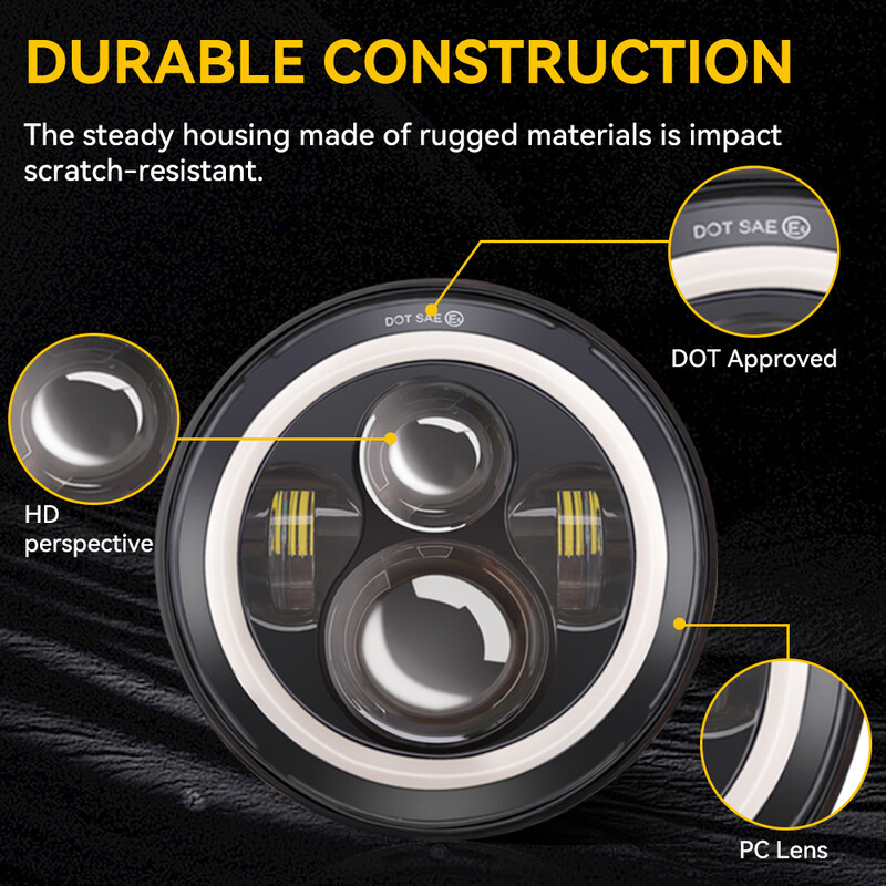 Universalus 7 colių Led automobilio motociklo priekinis žibintas DRL H4 priekinis žibintas, skirtas Harley BMW Yamha Honda 7" priekiniam žibintui