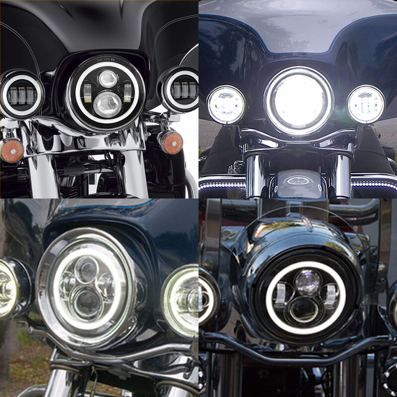 Universalus 7 colių Led automobilio motociklo priekinis žibintas DRL H4 priekinis žibintas, skirtas Harley BMW Yamha Honda 7" priekiniam žibintui