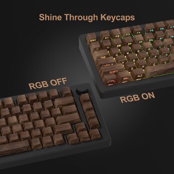 136 Keys Wood Grain Shine Through Keycaps Dye Subside Print PBT Keycaps Cherry Profile for Cherry Gateron MX Switch Keyboard