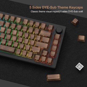 136 Keys Wood Grain Shine Through Keycaps Dye Subside Print PBT Keycaps Cherry Profile for Cherry Gateron MX Switch Keyboard