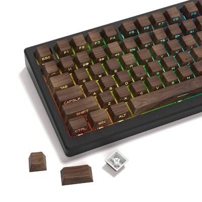 136 de taste, granul lemnului, strălucire prin tastatură, vopsea, imprimare sub laterală, PBT, taste, profil cireș pentru tastatură pentru comutator Cherry Gateron MX