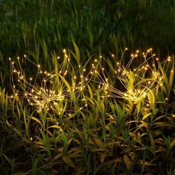 LED Solar Power Φώτα πυροτεχνίας Διακόσμηση κήπου Fairy Lights Αδιάβροχο φωτιστικό γκαζόν εξωτερικού χώρου πικραλίδα για διακόσμηση κήπου βεράντας