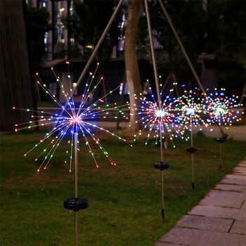 LED Solar Power Φώτα πυροτεχνίας Διακόσμηση κήπου Fairy Lights Αδιάβροχο φωτιστικό γκαζόν εξωτερικού χώρου πικραλίδα για διακόσμηση κήπου βεράντας