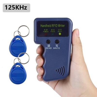 Repetitive Handheld 125KHz EM4100 5200 RFID Card Writer Copier Duplicator Programmer + 2pcs T5577 Επανεγγράψιμα Μπρελόκ Ετικέτες